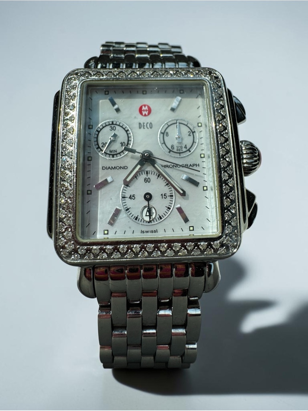 Michele Diamond Deco Stainless Steel Watch - MOP Face